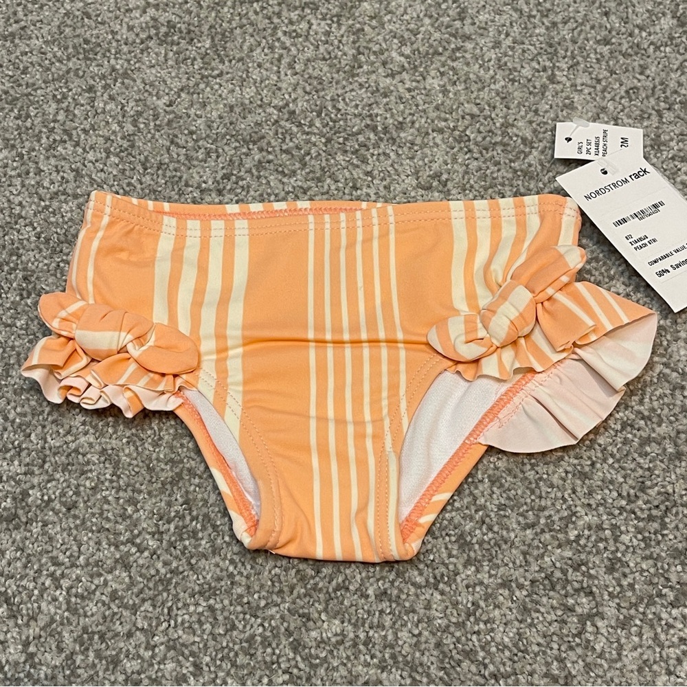 Jessica Simpson Girls Peach Striped Bikini Bottoms Size 12M